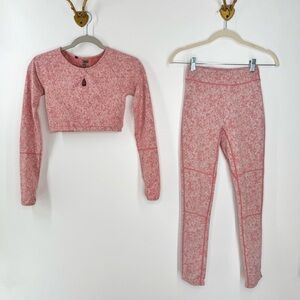 Gymshark Pink Seamless Long Sleeve Crop Top & Leggings Set
